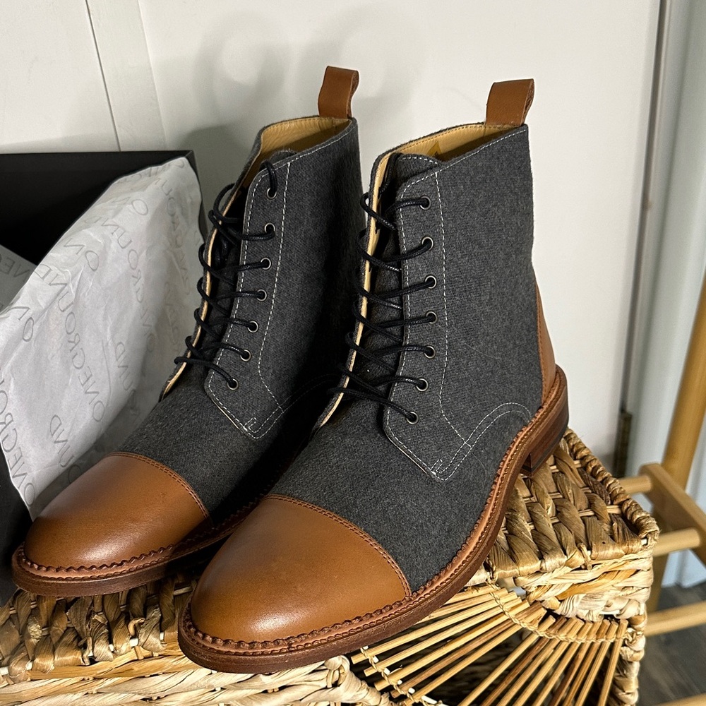 Men's Gray and Brown Boots